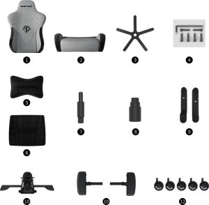 Fotel Anda Seat Fotel gamingowy materiałowy do biura T-Pro 2 szary XL Anda Seat obrotowy 9