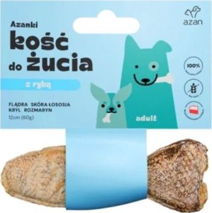 AZAN AZAN - Kość do żucia Adult z flądrą, rozmarynem i krylem w skórze łososia 12cm 1