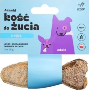 AZAN AZAN - Kość do żucia Adult z łososiem w skórze łososia z tymiankiem i bazylią 12cm 1