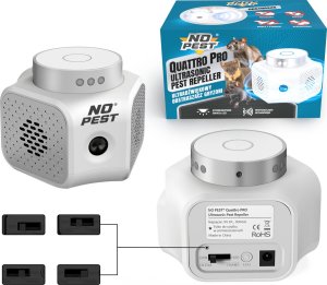 NO PEST Ultradźwiękowy Odstraszacz Myszy Szczurów Quattro Pro Odstraszacz na Myszy Szczury Gryzonie 6