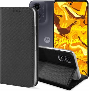 Hello Case ETUI Z KLAPKĄ DO Motorola Moto G04 / G24 / E14 CZARNE ZAMYKANE MAGNETYCZNE 1