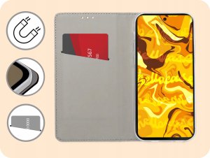 Hello Case ETUI Z KLAPKĄ DO Motorola Moto G04 / G24 / E14 CZARNE ZAMYKANE MAGNETYCZNE 3