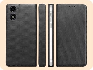 Hello Case ETUI Z KLAPKĄ DO Motorola Moto G04 / G24 / E14 CZARNE ZAMYKANE MAGNETYCZNE 6