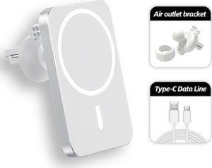 Ładowarka 1stCOOL 1stCOOL bezdrátová QI nabíječka 15W, magnetická, do auta, MagSafe kompatibilní, bílá 1