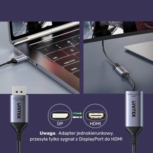 Adapter AV Unitek DisplayPort - HDMI szary (V1611A01) 9