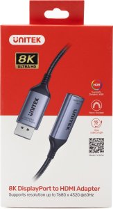 Adapter AV Unitek DisplayPort - HDMI szary (V1611A01) 14