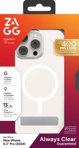 Zagg International ZAGG Crystal Palace Snap Kickstand - obudowa ochronna z podstawką do iPhone 16 Pro kompatybilna z MagSafe (clear) 3
