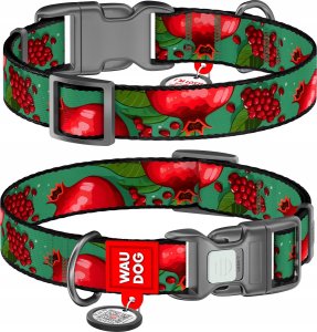 Collar WAU DOG OBROŻA NYLON Z ADRESÓWKĄ QR       20mm/28-40cm GRANATY 1