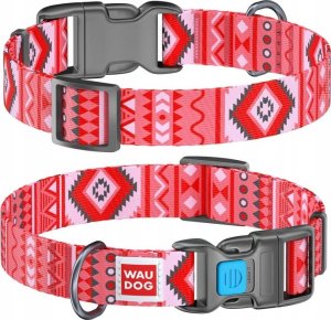 Collar WAU DOG OBROŻA NYLON Z ADRESÓWKĄ QR       15mm/25-35cm ETNO CZERWONY 1