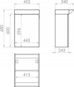 Alkotest A852448806 / ROCA / RAVELL / ZESTAW ŁAZIENKOWY UNIK 45 CM, BIAŁY POŁYSK (BEZ SYFONU) / ZAMIENNIK 166239 / 3