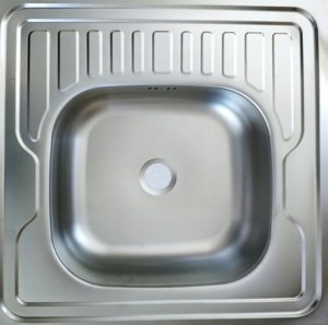 Zlewozmywak Kuchinox SK6_013T / KUCHINOX / ZLEW / 60 STALOWY NAKŁADANY 60X60 1KOM  Z PÓŁOC. GŁADKI (INOX) + SYFON (OKS_B13Y)  / 9