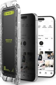 Ringke SZKLO PRYWATYZUJĄCE RINGKE EASY SLIDE 2-PACK IPHONE 16 PRO MAX PRIVACY 2