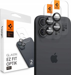 Spigen OSŁONA APARATU SPIGEN OPTIK PRO GLAS.TR ”EZ FIT” CAMERA PROTECTOR 2-PACK IPHONE 16 / 16 PLUS BLACK 1