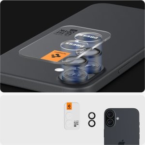 Spigen OSŁONA APARATU SPIGEN OPTIK PRO GLAS.TR ”EZ FIT” CAMERA PROTECTOR 2-PACK IPHONE 16 / 16 PLUS BLACK 5