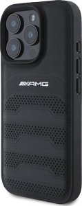 Mercedes AMG AMHCP16XGSEBK iPhone 16 Pro Max 6.9" czarny/black hardcase Leather Debossed Lines Black Logo 2
