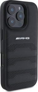 Mercedes AMG AMHCP16XGSEBK iPhone 16 Pro Max 6.9" czarny/black hardcase Leather Debossed Lines Black Logo 4