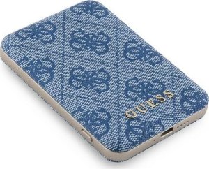 Powerbank Guess Guess Powerbank indukcyjny 15W GUPB5FP4EMGB 5000mAh niebieski/blue 4G Leather Metal Logo MagSafe 3