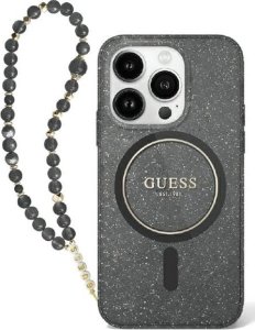 Guess Guess GUHMP16LHGCRELSK iPhone 16 Pro 6.3" czarny/czarny hardcase IML Glitter With Pearl Strap MagSafe 1