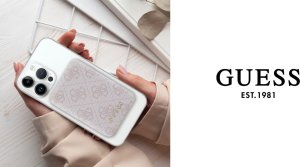 Powerbank Guess Guess Powerbank indukcyjny 15W GUPB5FP4EMGP 5000mAh różowy/pink 4G Leather Metal Logo MagSafe 5