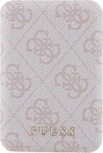 Powerbank Guess Guess Powerbank indukcyjny 15W GUPB5FP4EMGP 5000mAh różowy/pink 4G Leather Metal Logo MagSafe 6