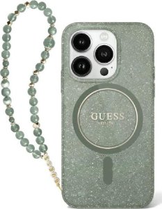 Guess Guess GUHMP16XHGCRELSA iPhone 16 Pro Max 6.9" zielony/green hardcase hardcase IML Glitter With Pearl Strap MagSafe 1