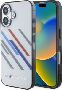 BMW BMW BMHCP16S23HTRAG iPhone 16 6.1" szary/grey hardcase Motosport IML Random Stripes 1