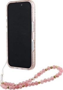 Guess Guess GUHMP16MHCPOFPP iPhone 16 Plus 6.7" różowy/pink hardcase IML Flowers Allover Electro With Pearl Strap MagSafe 4