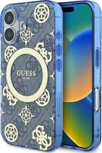 Guess Guess GUHMP16SH4PYEEB iPhone 16 6.1" niebieski/blue hardcase IML Peony On 4G Background MagSafe 1