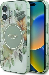 Guess Guess GUHMP16MHFWBDCEN iPhone 16 Plus 6.7" zielony/green hardcase IML Flower & Tonal Circle MagSafe 1