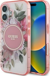 Guess Guess GUHMP16MHFWBDCEP iPhone 16 Plus 6.7" różowy/pink hardcase IML Flower & Tonal Circle MagSafe 1