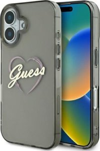 Guess Guess GUHCP16SHCHGSPK iPhone 16 6.1" czarny/black hardcase IML Heart 1