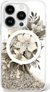 Guess Guess GUHMP16LLFMWTE iPhone 16 Pro 6.3" beżowy/beige hardcase Liquid Glitter Flower MagSafe 1