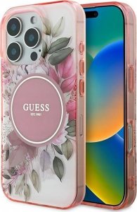 Guess Guess GUHMP16LHFWBDCEP iPhone 16 Pro 6.3" różowy/pink hardcase IML Flower & Tonal Circle MagSafe 1