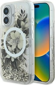 Guess Guess GUHMP16SLFMWTE iPhone 16 6.1" beżowy/beige hardcase Liquid Glitter Flower MagSafe 1