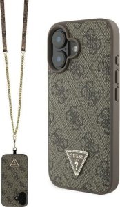 Guess Guess GUHCP16SP4TDSCPW iPhone 16 6.1" brązowy/brown hardcase Leather Metal Logo Strass Crossbody 1