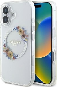 Guess Guess GUHMP16MHFWFCT iPhone 16 Plus 6.7" przeźroczysty/transparent hardcase IML Flowers Wreath MagSafe 1