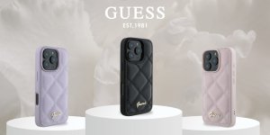 Guess Guess GUHCP16SPSQSQSP iPhone 16 6.1" różówy/pink hardcase Quiled Metal Logo 1