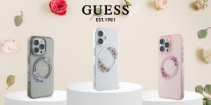 Guess Guess GUHMP16SHFWFCP iPhone 16 6.1" różowy/pink hardcase IML Flowers Wreath MagSafe 1