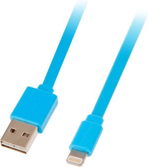 Kabel USB Lindy Lightning, plaski, 1m, niebieski (31391) 1
