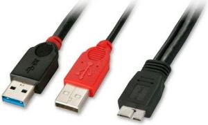 Kabel USB Lindy 2x USB-A - USB-B 1 m Czarny (31116) 1