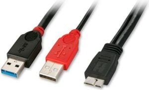 Kabel USB Lindy Kabel zasilający 2x USB - micro USB, 3.0, 0.5m (31115) 1