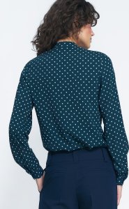 Nife Zielona bluzka na stójce w groszki - B155 (kolor zielony, rozmiar 40) 2