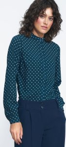 Nife Zielona bluzka na stójce w groszki - B155 (kolor zielony, rozmiar 40) 3