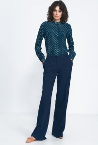 Nife Zielona bluzka na stójce w groszki - B155 (kolor zielony, rozmiar 40) 4