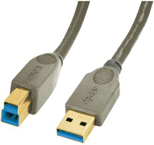Kabel USB Lindy USB-A - USB-B 0.5 m Szary (41840) 1