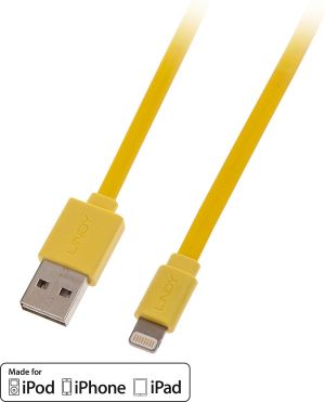 Kabel USB Lindy USB-A - Lightning 1 m Żółty (31393) 1
