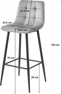 Leobert Hoker ARCETO - aksamit srebrno-szary / nogi czarne x 1 5