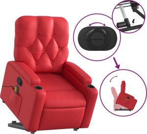 vidaXL Podnoszony fotel masujący, rozkładany, czerwony 5