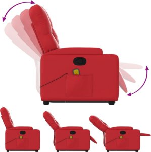 vidaXL Podnoszony fotel masujący, rozkładany, czerwony 6