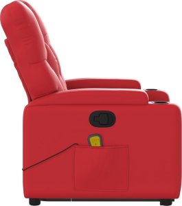 vidaXL Podnoszony fotel masujący, rozkładany, czerwony 9